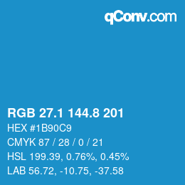 カラーコード: RGB 27.1 144.8 201 | qconv.com
