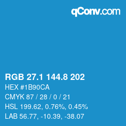 Color code: RGB 27.1 144.8 202 | qconv.com