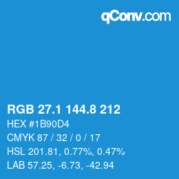 Color code: RGB 27.1 144.8 212 | qconv.com