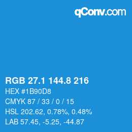 Color code: RGB 27.1 144.8 216 | qconv.com