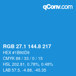 Color code: RGB 27.1 144.8 217 | qconv.com