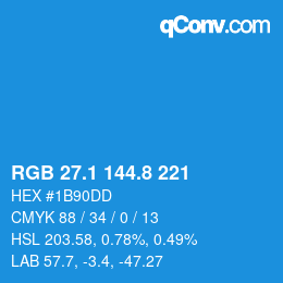 Color code: RGB 27.1 144.8 221 | qconv.com
