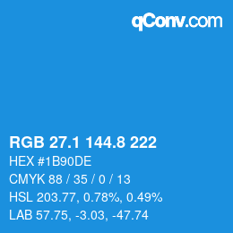 Color code: RGB 27.1 144.8 222 | qconv.com