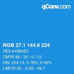 カラーコード: RGB 27.1 144.8 224 | qconv.com