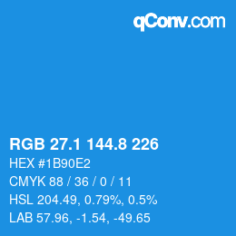 Color code: RGB 27.1 144.8 226 | qconv.com