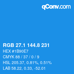 Color code: RGB 27.1 144.8 231 | qconv.com