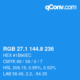 Color code: RGB 27.1 144.8 236 | qconv.com