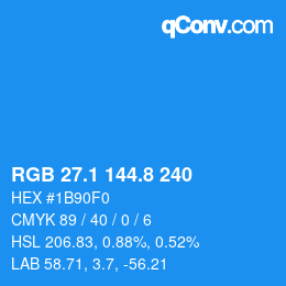 Color code: RGB 27.1 144.8 240 | qconv.com