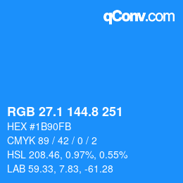 Color code: RGB 27.1 144.8 251 | qconv.com