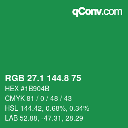 カラーコード: RGB 27.1 144.8 75 | qconv.com