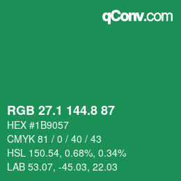 カラーコード: RGB 27.1 144.8 87 | qconv.com