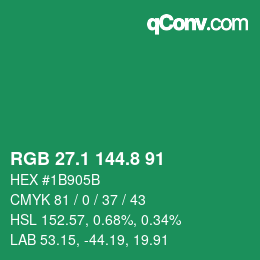 カラーコード: RGB 27.1 144.8 91 | qconv.com