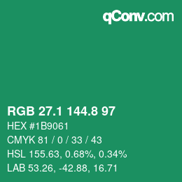 カラーコード: RGB 27.1 144.8 97 | qconv.com