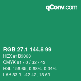 カラーコード: RGB 27.1 144.8 99 | qconv.com