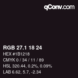 カラーコード: RGB 27.1 18 24 | qconv.com