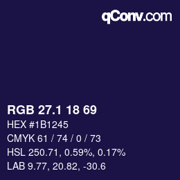 カラーコード: RGB 27.1 18 69 | qconv.com