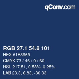 Color code: RGB 27.1 54.8 101 | qconv.com