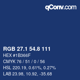 カラーコード: RGB 27.1 54.8 111 | qconv.com