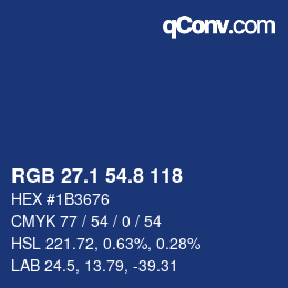 カラーコード: RGB 27.1 54.8 118 | qconv.com