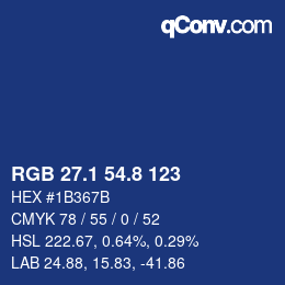 カラーコード: RGB 27.1 54.8 123 | qconv.com