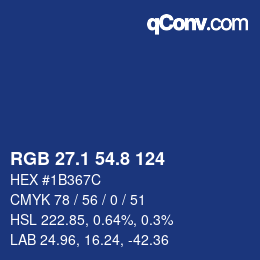 カラーコード: RGB 27.1 54.8 124 | qconv.com