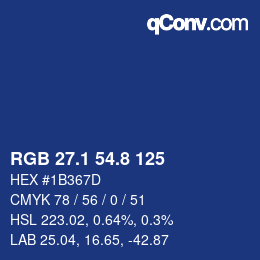 カラーコード: RGB 27.1 54.8 125 | qconv.com