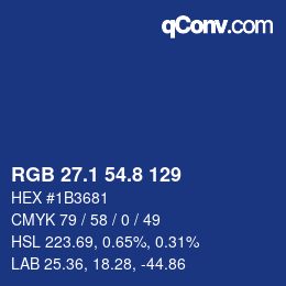 カラーコード: RGB 27.1 54.8 129 | qconv.com