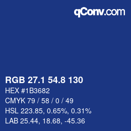 カラーコード: RGB 27.1 54.8 130 | qconv.com