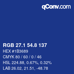 カラーコード: RGB 27.1 54.8 137 | qconv.com