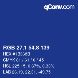 カラーコード: RGB 27.1 54.8 139 | qconv.com
