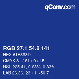 Farbcode: RGB 27.1 54.8 141 | qconv.com