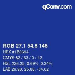 カラーコード: RGB 27.1 54.8 148 | qconv.com