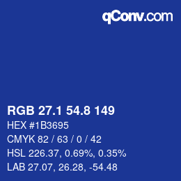 カラーコード: RGB 27.1 54.8 149 | qconv.com