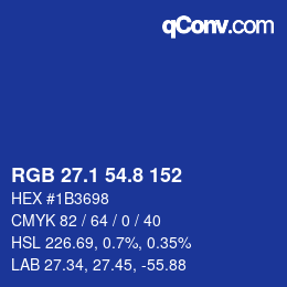 カラーコード: RGB 27.1 54.8 152 | qconv.com