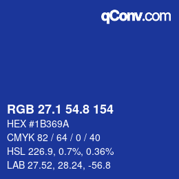 カラーコード: RGB 27.1 54.8 154 | qconv.com