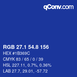 カラーコード: RGB 27.1 54.8 156 | qconv.com