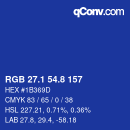 カラーコード: RGB 27.1 54.8 157 | qconv.com