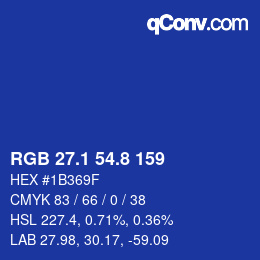 カラーコード: RGB 27.1 54.8 159 | qconv.com