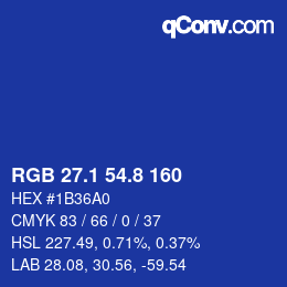 カラーコード: RGB 27.1 54.8 160 | qconv.com