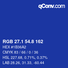 カラーコード: RGB 27.1 54.8 162 | qconv.com