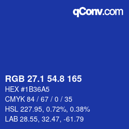 カラーコード: RGB 27.1 54.8 165 | qconv.com