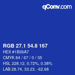 カラーコード: RGB 27.1 54.8 167 | qconv.com