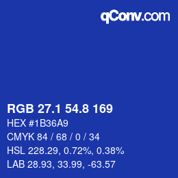 カラーコード: RGB 27.1 54.8 169 | qconv.com