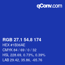 カラーコード: RGB 27.1 54.8 174 | qconv.com