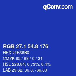 カラーコード: RGB 27.1 54.8 176 | qconv.com