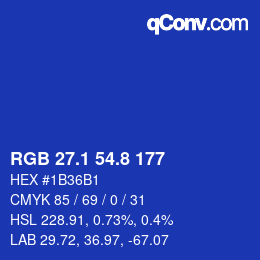 カラーコード: RGB 27.1 54.8 177 | qconv.com