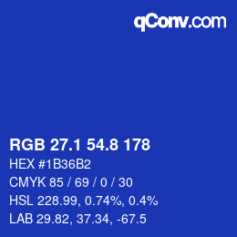 カラーコード: RGB 27.1 54.8 178 | qconv.com