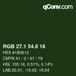 カラーコード: RGB 27.1 54.8 18 | qconv.com