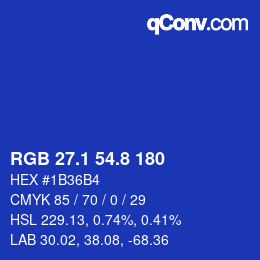 カラーコード: RGB 27.1 54.8 180 | qconv.com