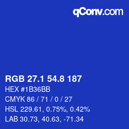カラーコード: RGB 27.1 54.8 187 | qconv.com
